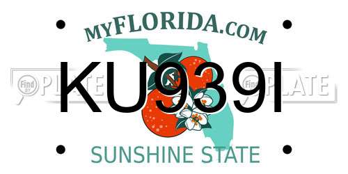 KU939I Florida License Plate