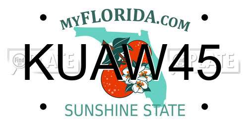 KUAW45 Florida License Plate