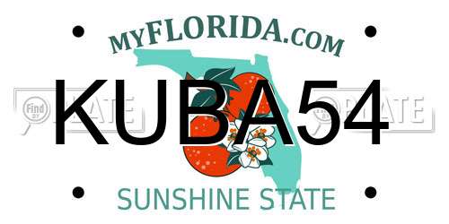 KUBA54 Florida License Plate