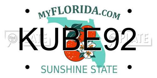 KUBE92 Florida License Plate