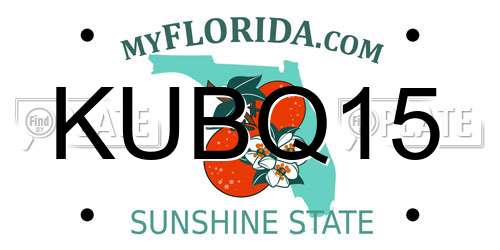 KUBQ15 Florida License Plate