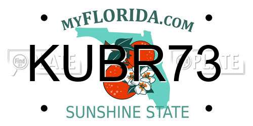 KUBR73 Florida License Plate