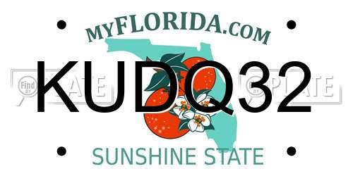 KUDQ32 Florida License Plate