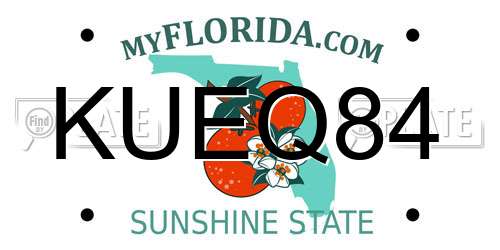 KUEQ84 Florida License Plate