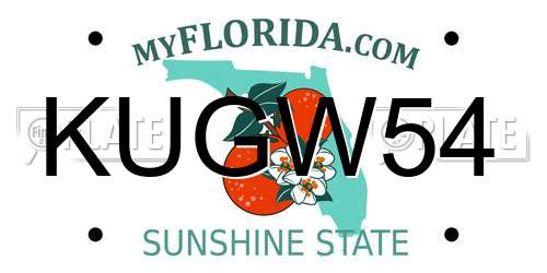KUGW54 Florida License Plate