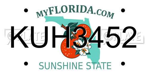 KUH3452 Florida License Plate