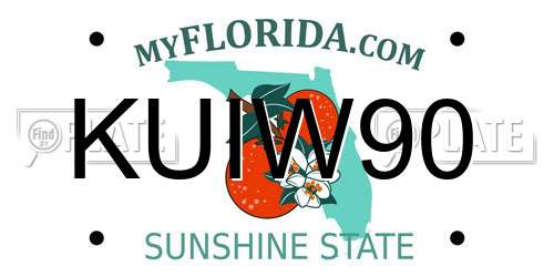 KUIW90 Florida License Plate