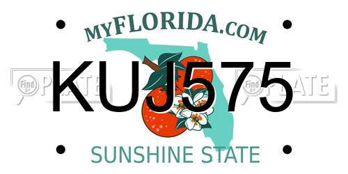 KUJ575 Florida License Plate