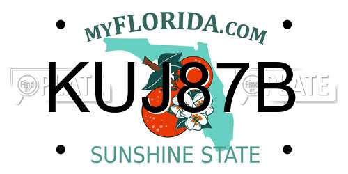 KUJ87B Florida License Plate