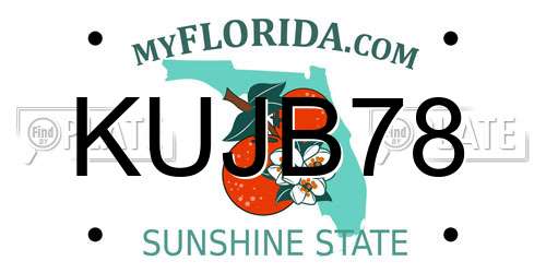 KUJB78 Florida License Plate