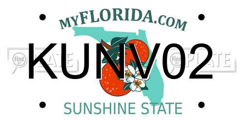 KUNV02 Florida License Plate