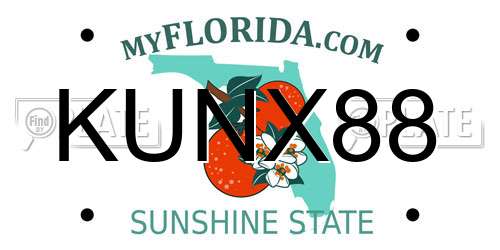 KUNX88 Florida License Plate