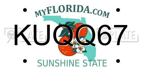 KUQQ67 Florida License Plate