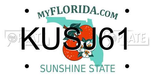 KUSJ61 Florida License Plate