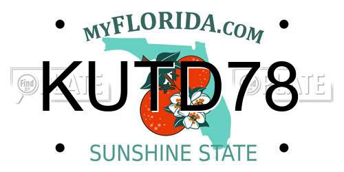 KUTD78 Florida License Plate