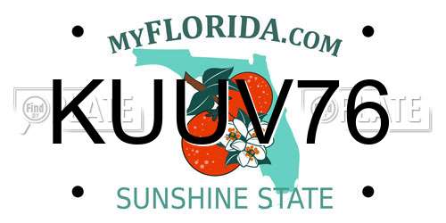 KUUV76 Florida License Plate