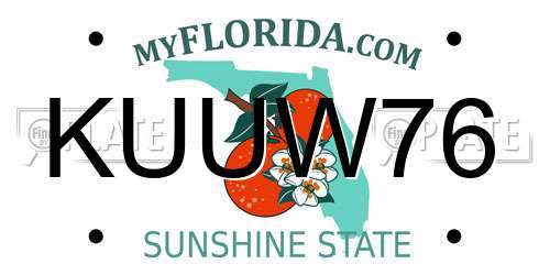 KUUW76 Florida License Plate