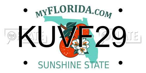 KUVF29 Florida License Plate