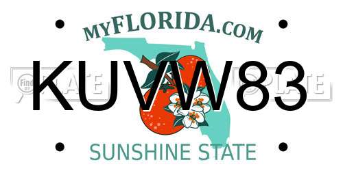 KUVW83 Florida License Plate