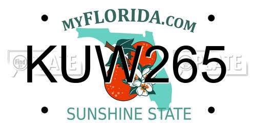 KUW265 Florida License Plate