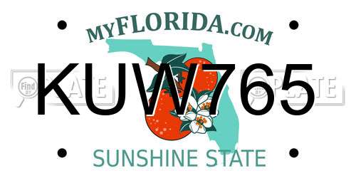 KUW765 Florida License Plate
