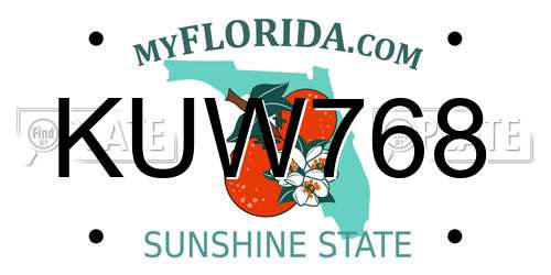 KUW768 Florida License Plate