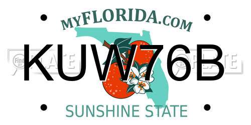 KUW76B Florida License Plate