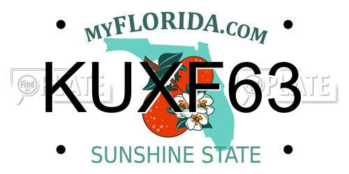 KUXF63 Florida License Plate