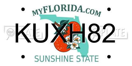 KUXH82 Florida License Plate