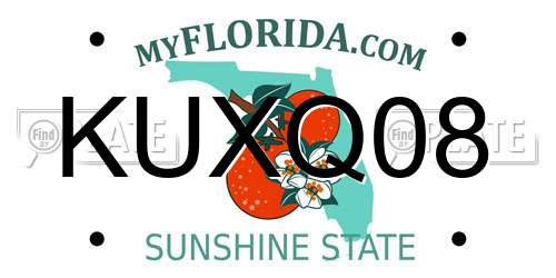 KUXQ08 Florida License Plate