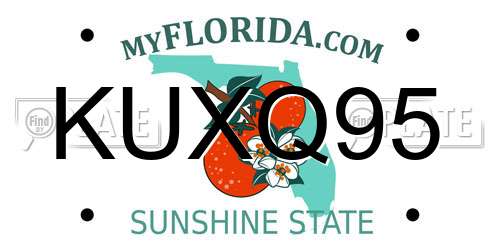 KUXQ95 Florida License Plate
