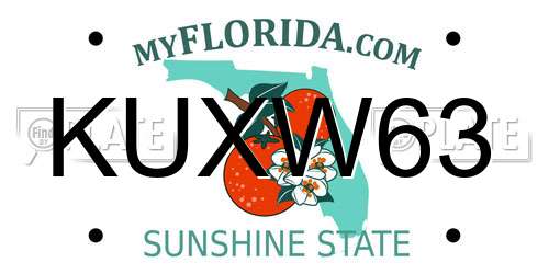 KUXW63 Florida License Plate