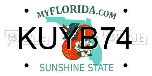 KUYB74 Florida License Plate
