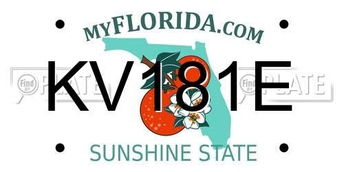 KV181E Florida License Plate