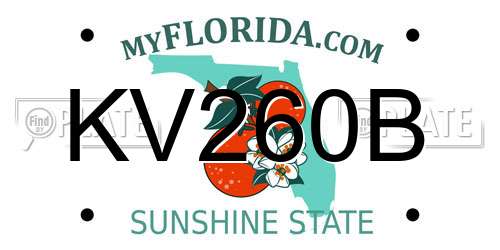 KV260B Florida License Plate
