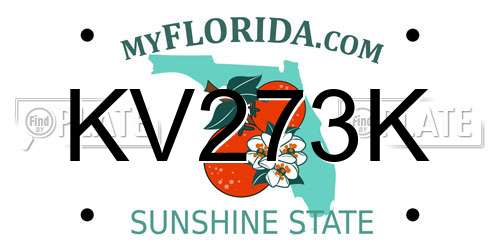 KV273K Florida License Plate
