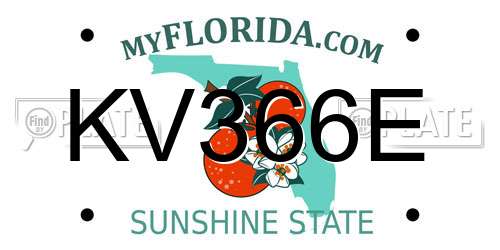KV366E Florida License Plate