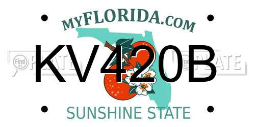 KV420B Florida License Plate