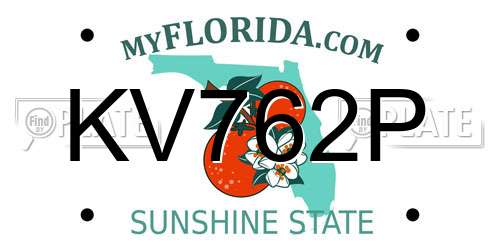 KV762P Florida License Plate