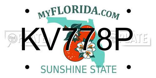 KV778P Florida License Plate