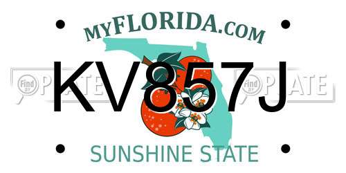 KV857J Florida License Plate
