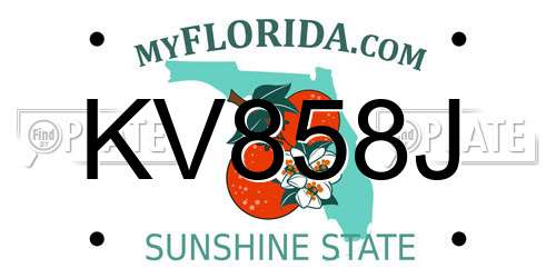 KV858J Florida License Plate