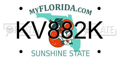 KV882K Florida License Plate