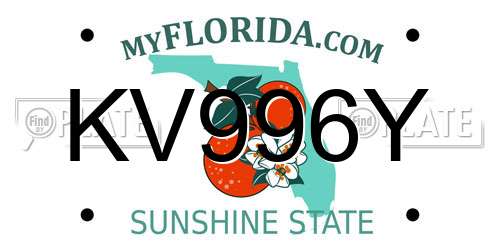 KV996Y Florida License Plate