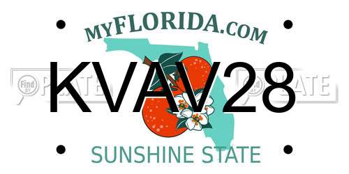 KVAV28 Florida License Plate