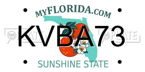 KVBA73 Florida License Plate