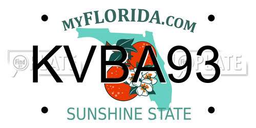 KVBA93 Florida License Plate