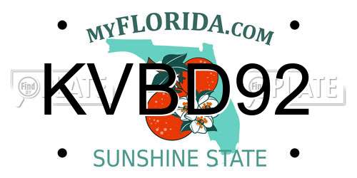 KVBD92 Florida License Plate