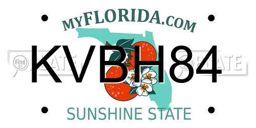 KVBH84 Florida License Plate