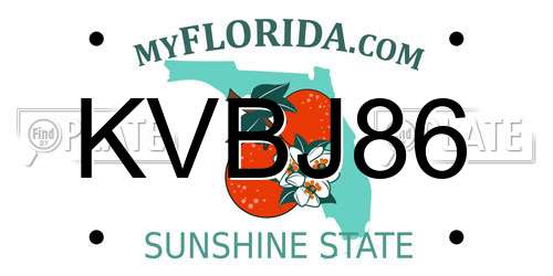 KVBJ86 Florida License Plate